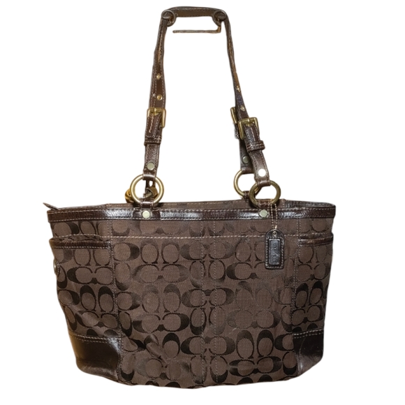Coach Gallery Brown Signature Canvas Shoulder Bag - Picture 1 of 16